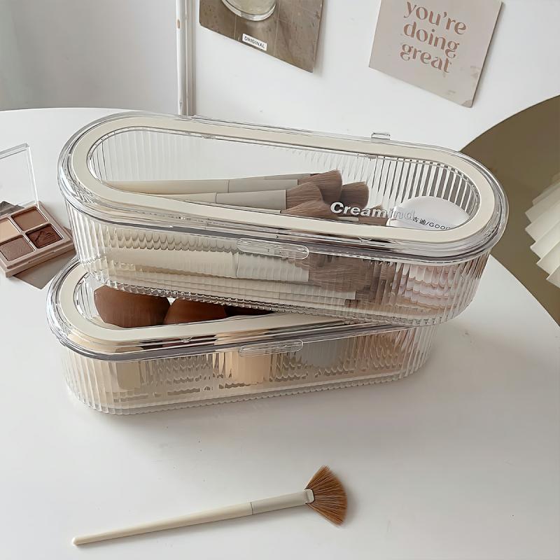 Makeup Opbevaring | Makeup Børste Opbevaringsboks Med Låg Til Bord, Støvbeskyttende Sminkebord Organiser, Skønhedssvamp, Øjenskygge Børste, Pudderholder. Makeup Opbevaring Makeup Opbevaring